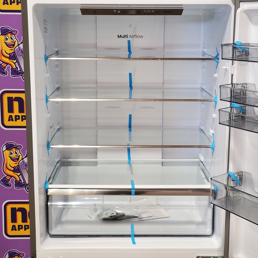 Hisense Counter Depth Bottom Freezer 17.2 Cu. Ft. Refrigerator with LED Lighting and Super Cool and Super Freeze in Fingerprint Stainless Steel 24SD053 - HRB171N6ASE - Scratch and Dent (Minor)