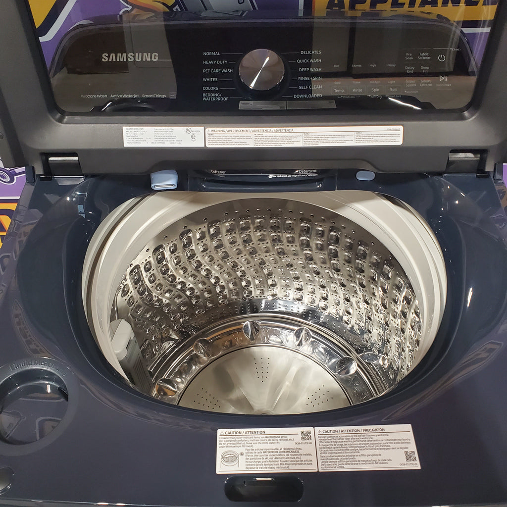 Pictures of Samsung 5.4 cu. ft. Smart Top Load Washer with Pet Care Solution and Super Speed Wash WA54CG7150AD - Open Box and 7.4 cu. ft. Smart Vented Electric Dryer with Pet Care Dry and Steam Sanitize+ 16040 - DVE54CG7150D - Scratch & Dent (Minor) - Neu Appliance Outlet - Discount Appliance Outlet in Austin, Tx