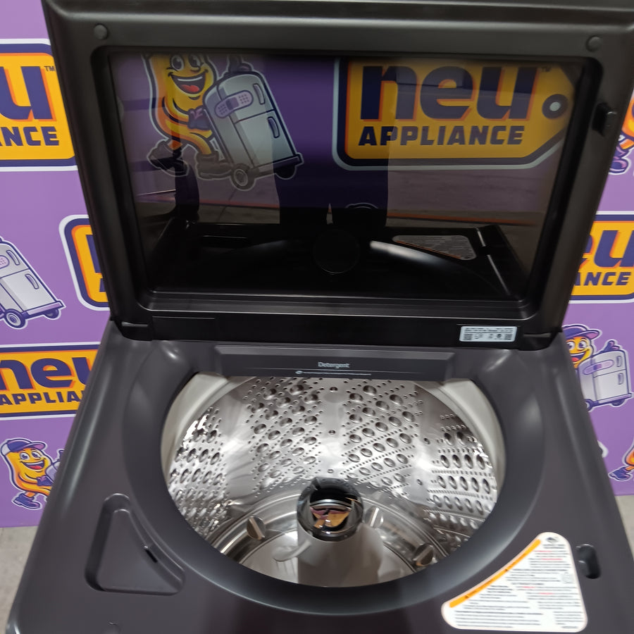 LG 5.3 cu. ft. Smart Top Load Washer with 4-Way® Agitator and AI Sensing EasyUnload™ WT8405CB - Scratch & Dent (Minor) and LG 7.3 cu. ft. Rear Control Electric Dryer with LG EasyLoad™ Door and AI Sensing 16250 - DLE8400BE - Scratch & Dent (Minor)