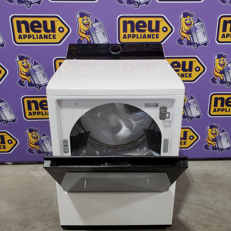 LG 5.5 cu. ft. Mega Capacity Top Load Washer with Impeller in Alpine White WT8400CW - Open Box and LG 7.3 cu. ft. Vented SMART Gas Dryer in White with EasyLoad Door, TurboSteam and Sensor Dry Technology 16269 - DLGX8601WE - Scratch & Dent (Minor)