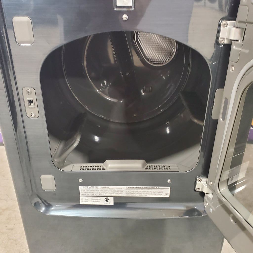 Pictures of Samsung Brushed Navy Blue 5.4 cu. ft. Smart Top Load Washer with Pet Care Solution and Super Speed Wash and 7.4 cu. ft. Smart Vented Electric Dryer with Pet Care Dry and Steam Sanitize+ - Scratch & Dent - Minor - Neu Appliance Outlet - Discount Appliance Outlet in Austin, Tx