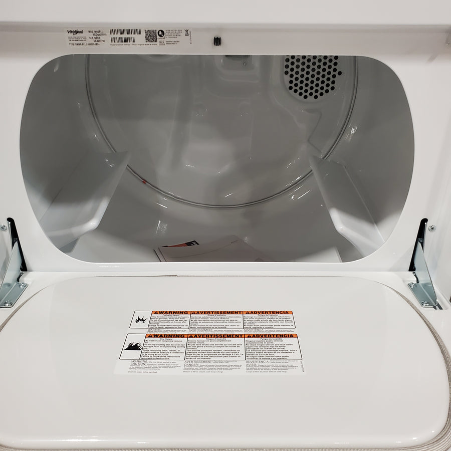 Whirlpool 4.2-4.3 Cu. Ft. Top Load Washer with 2-in-1 Removable Agitator and Soft Close Glass Lid WTW4307SW - Open Box and Whirlpool 7.0 cu. ft. Electric Dryer with Adaptive Dry and Wrinkle Shield™ Option 16121 - WED4307SW - Scratch & Dent (Minor)