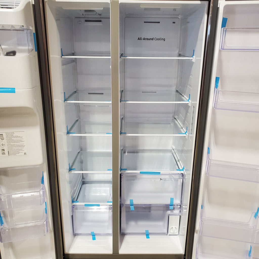 Pictures of Samsung 27.4-cu ft Side-by-Side Refrigerator with Ice Maker in Fingerprint Resistant Stainless Steel 4SD426 - RS27T5200SR - Scratch & Dent (Minor) - Neu Appliance Outlet - Discount Appliance Outlet in Austin, Tx