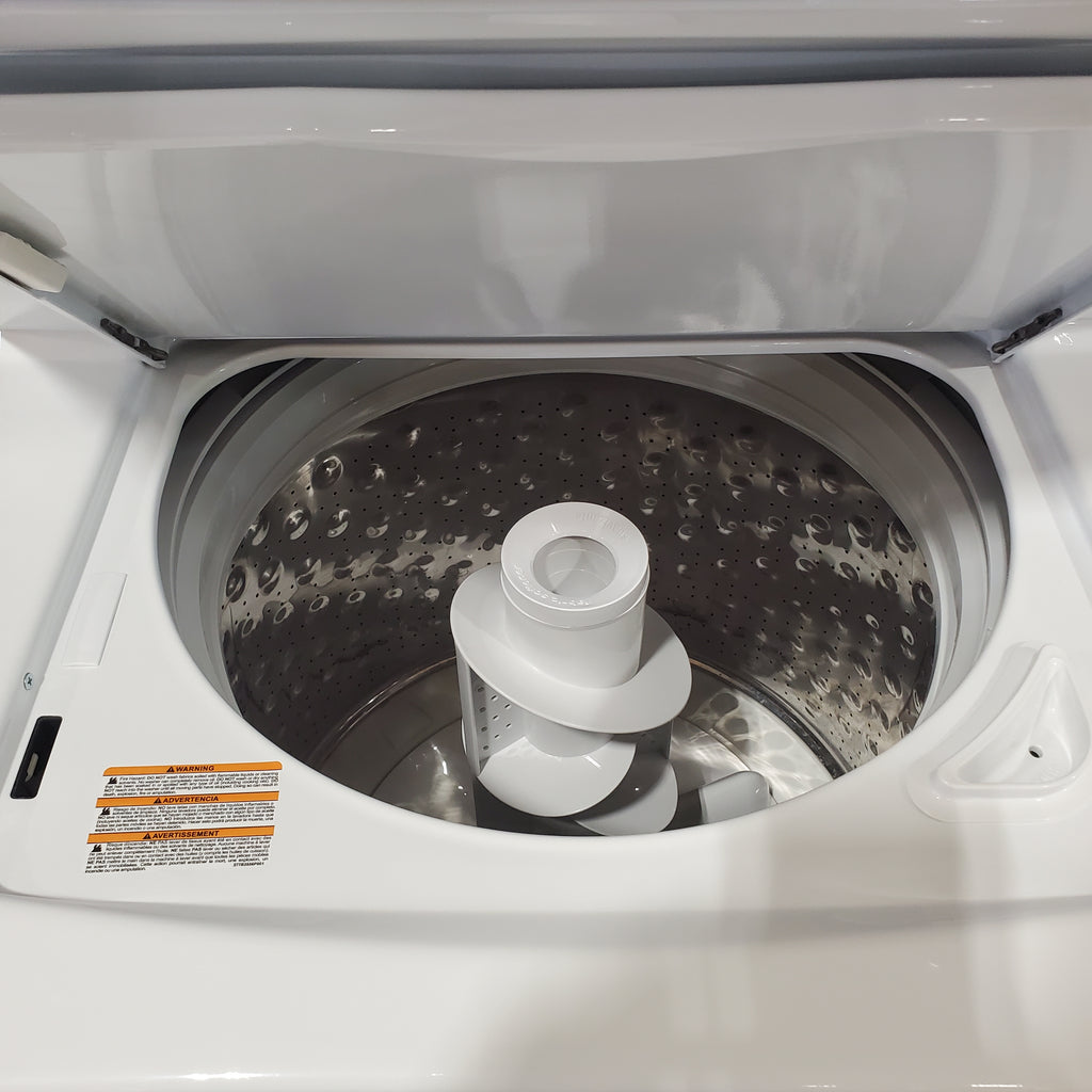 Pictures of GE Unitized Spacemaker® 3.8 cu. ft. Capacity Washer with Stainless Steel Basket and 5.9 cu. ft. Capacity Electric Dryer GUD27ESSMWW - Open Box - Neu Appliance Outlet - Discount Appliance Outlet in Austin, Tx