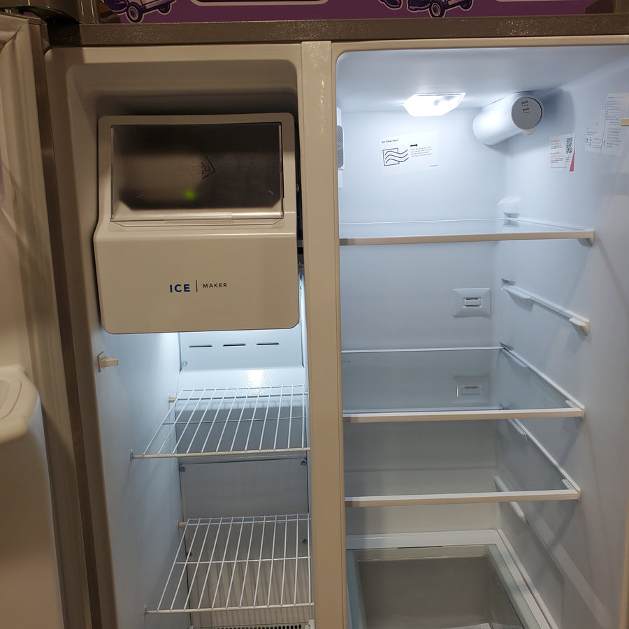 Frigidaire 25.6 cu. ft. ENERGY STAR Side by Side Refrigerator with Exterior Water and Ice Dispenser in Stainless Steel 3SD955 - FRSS2623AS - Scratch & Dent (Minor)