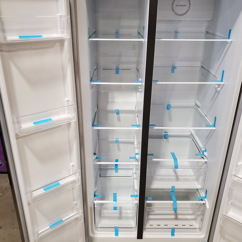 Pictures of Frigidaire 21 Cu. Ft. Counter-Depth Side-by-Side Refrigerator in Fingerprint-Resistant Stainless Steel - 3SD430 - FRSG2115AV - Scratch & Dent (Moderate) - Neu Appliance Outlet - Discount Appliance Outlet in Austin, Tx