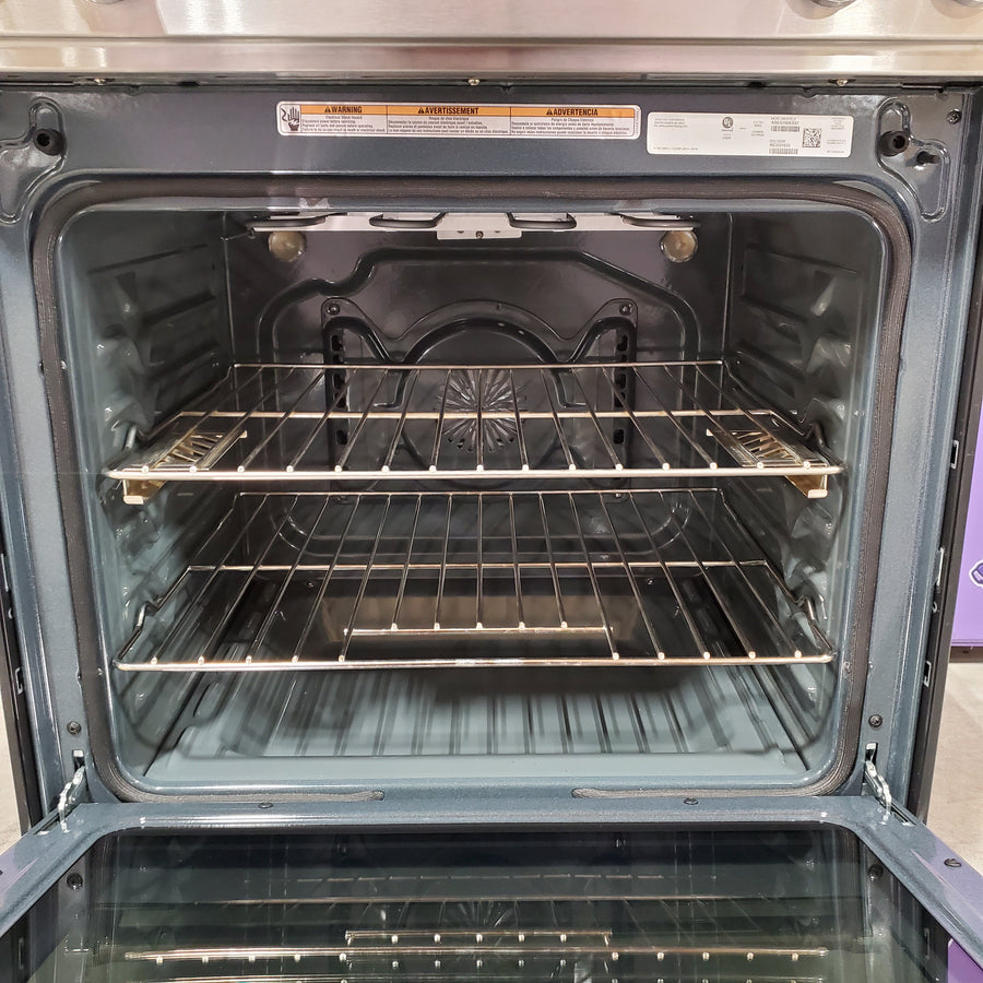 KitchenAid Glass Top 5 burners 6.4-cu ft Convection Oven Slide-In Electric Range in Stainless Steel KSEG700ESS - Scratch & Dent (Minor)