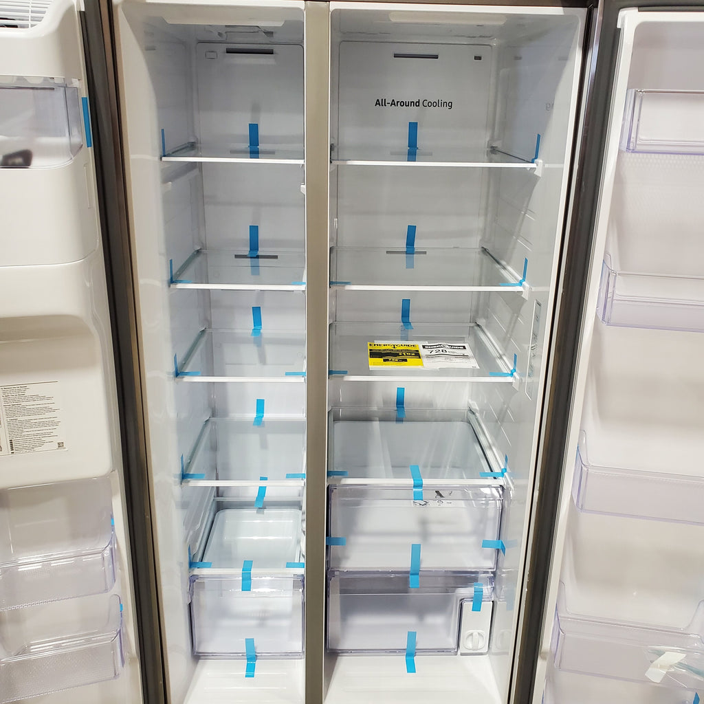 Pictures of Samsung 27.4-cu ft Side-by-Side Refrigerator with Ice Maker in Fingerprint Resistant Stainless Steel 4SD415 - RS27T5200SR - Scratch & Dent (Minor) - Neu Appliance Outlet - Discount Appliance Outlet in Austin, Tx