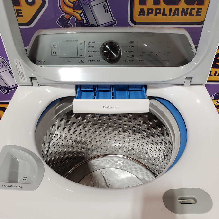 GE Profile 5.0 cu. ft. High-Efficiency ENERGY STAR Smart Top Load Washer in White with Microban Technology 22136SD251 - PTW600BSRWS - Scratch & Dent (Minor)