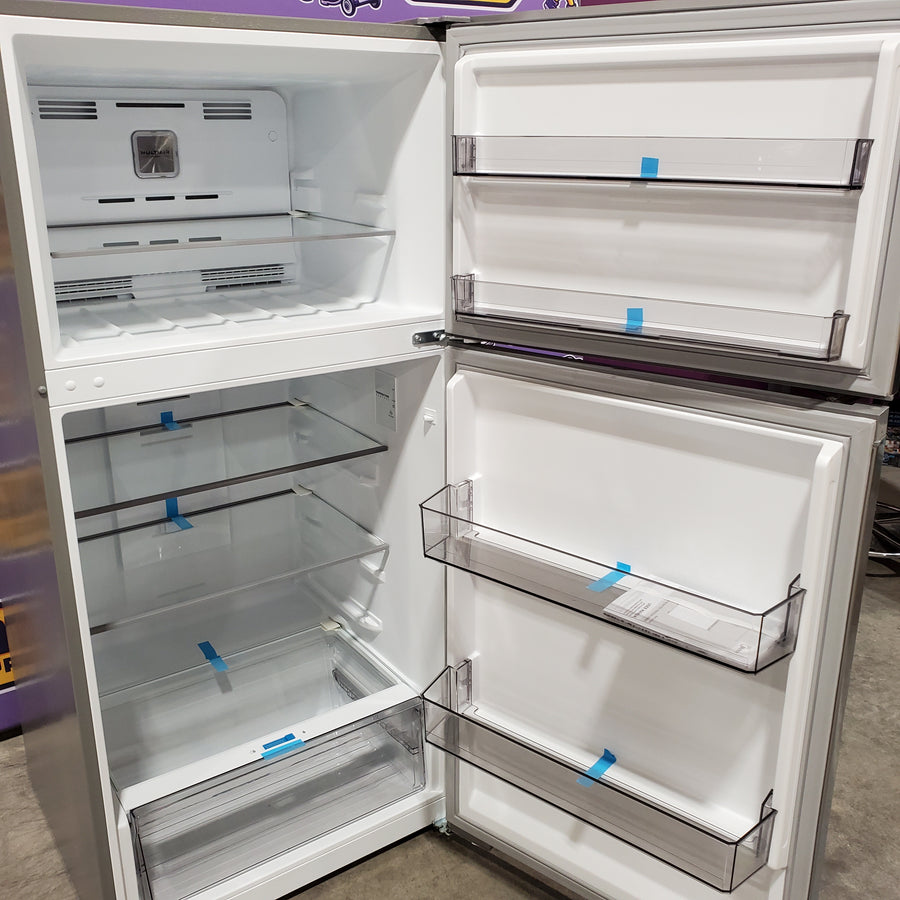 Midea 14 cu. ft. Garage Ready Top-Freezer Refrigerator in Stainless Steel 22231SD318 - MRT14D2BST - Scratch & Dent (Major)