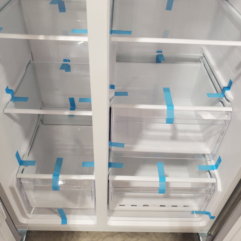 Pictures of Frigidaire 21 Cu. Ft. Counter-Depth Side-by-Side Refrigerator in Fingerprint-Resistant Stainless Steel - 3SD395 - FRSG2115AV - Scratch & Dent (Major) - Neu Appliance Outlet - Discount Appliance Outlet in Austin, Tx