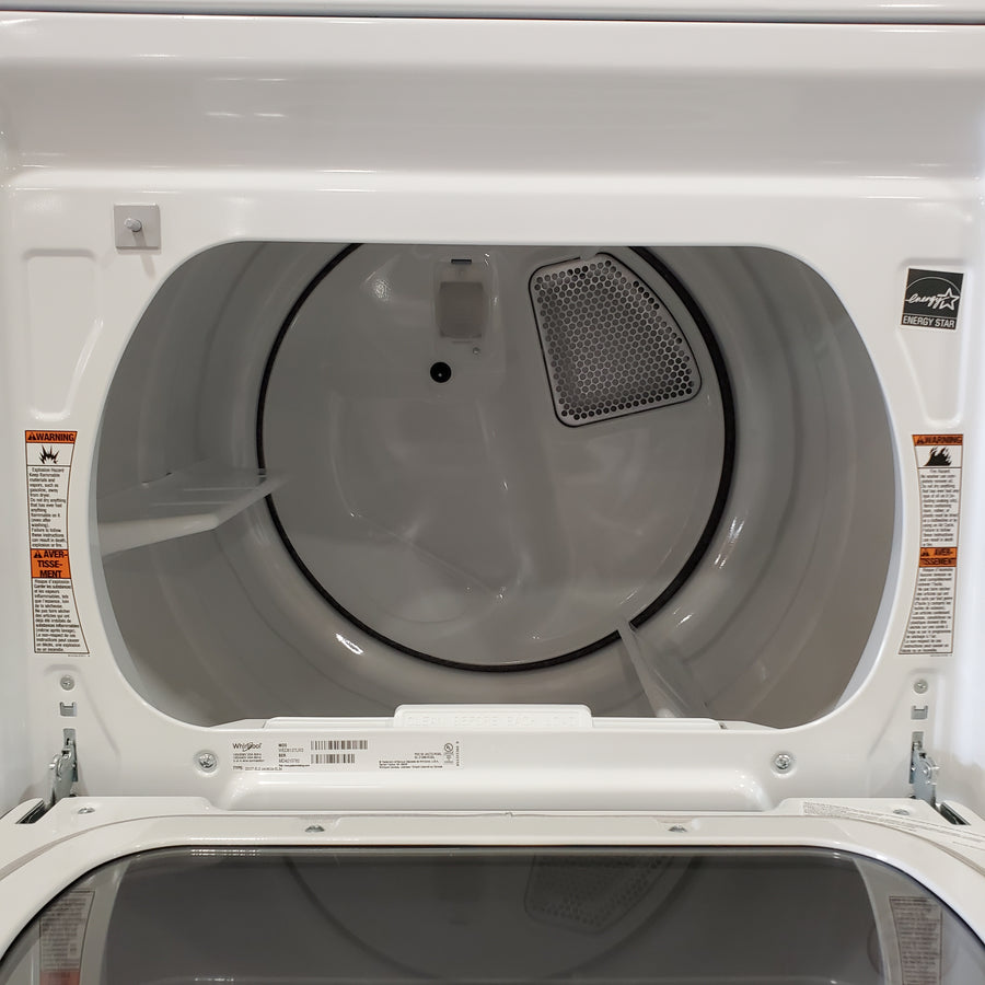 Whirlpool High Efficiency Agitator Large Top-Load Washer in White WTW5105HW - Scratch & Dent (Minor) and Whirlpool 7.4 cu. ft. Electric Dryer with Hamper Door WED8127LW - Scratch & Dent (Minor)