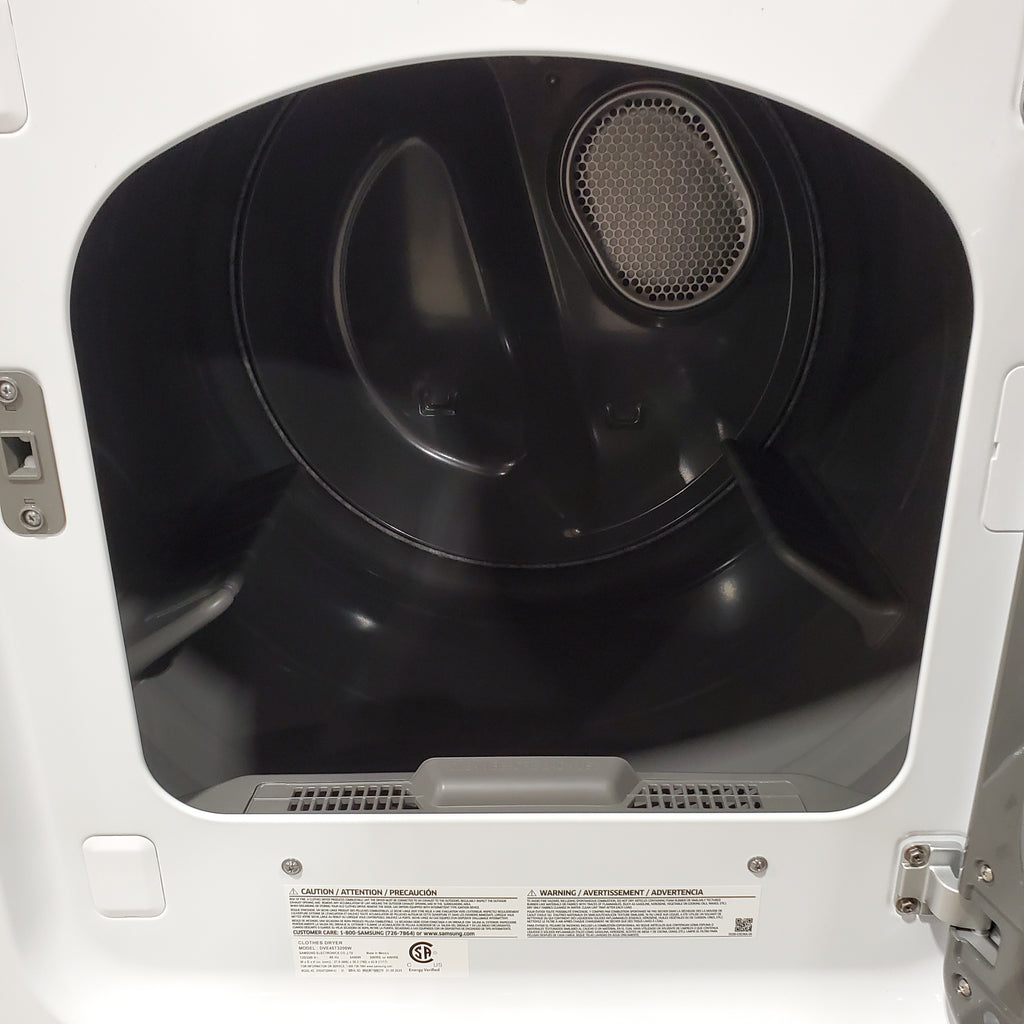 Pictures of Samsung 4.0 cu. ft. Top Load Washer with ActiveWave™ Agitator and Soft-Close Lid in White WA40A3005AW - Scratch & Dent (Minor) and Samsung 7.2 cu. ft. Electric Dryer with Sensor Dry in White 16029 - DVE45T3200W - Open Box - Neu Appliance Outlet - Discount Appliance Outlet in Austin, Tx