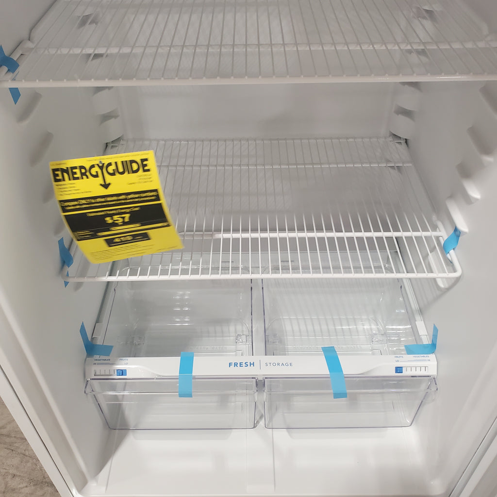 Pictures of Frigidaire 30" Wide Garage Ready Top Freezer 18 Cu. Ft. Refrigerator with EvenTemp Cooling System and Spacious Interior Storage in White - 3SD272 - FFTR1814WWE - Scratch & Dent (Moderate) - Neu Appliance Outlet - Discount Appliance Outlet in Austin, Tx