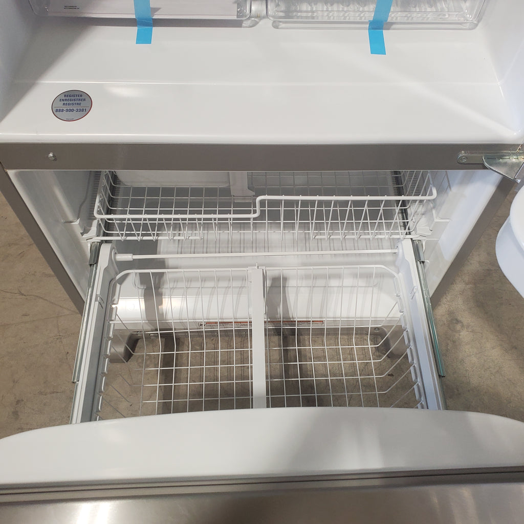 Pictures of Whirlpool 22.07-cu ft Bottom-Freezer Refrigerator with Ice Maker (Stainless Steel) ENERGY STAR-WRB322DMBM-Scratch and Dent(Moderate) - Neu Appliance Outlet - Discount Appliance Outlet in Austin, Tx