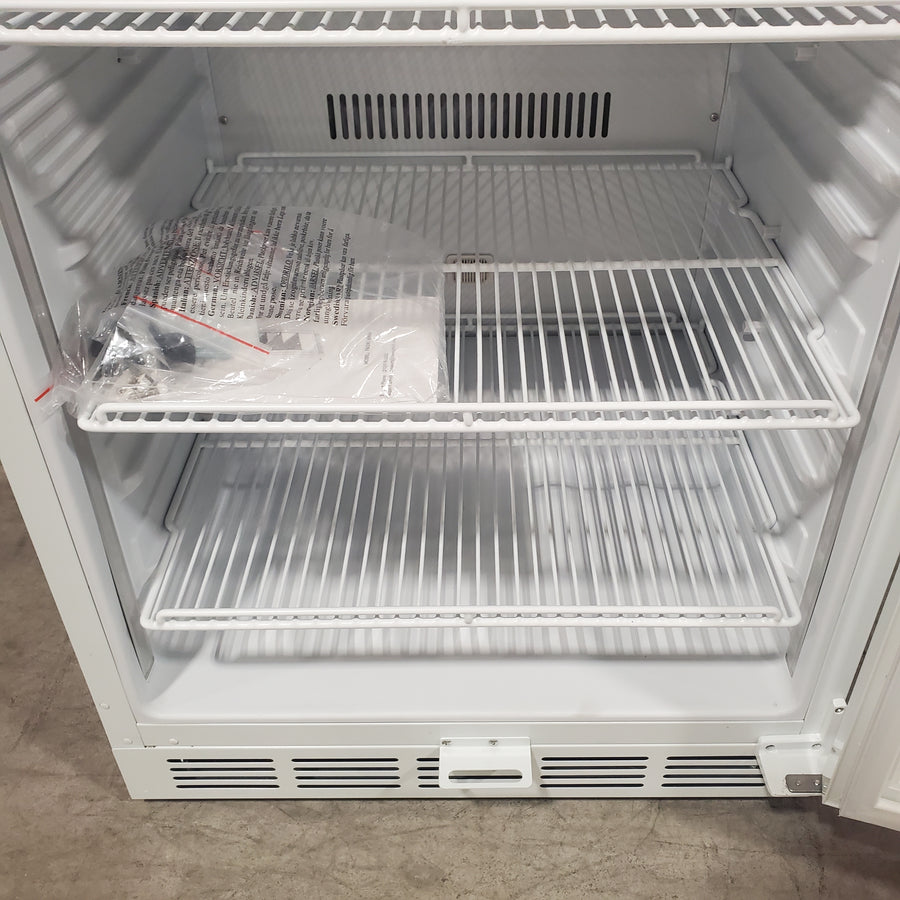 Hooure 23.42 in. Freestanding 200 Cans Beverage Cooler with Glass Door in White FM24WS - Open Box