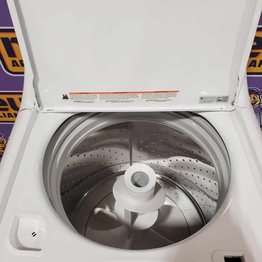 Hotpoint® 4.0 cu. ft. Capacity Washer with Cold Plus and Water Level Control HTW265ASWWW - Scratch & Dent (Minor) and Hotpoint® 6.2 cu. ft. vented Electric Dryer with Auto Dry 16138 - HTX26EASWWW - Scratch & Dent (Moderate)