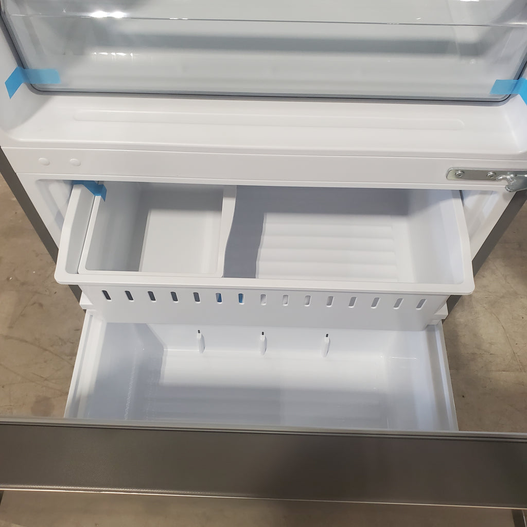 Pictures of 33" Wide Counter Depth Hisense ENERGY STAR 17.2-cu ft Bottom-Freezer Refrigerator with Ice Maker in Fingerprint Resistant Stainless Steel - Open Box - Neu Appliance Outlet - Discount Appliance Outlet in Austin, Tx