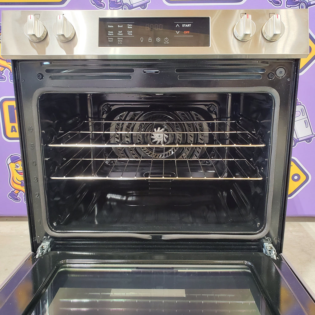 Pictures of Stainless Steel Frigidaire 30-in Glass Top 5 burner Slide-In Electric Range with 5.3-cu ft Convection Oven FCFE308LAF - Open Box - Neu Appliance Outlet - Discount Appliance Outlet in Austin, Tx