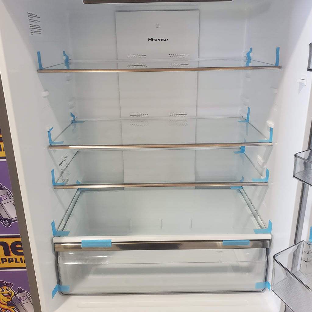 Pictures of Hisense 17.2 cu. ft. Fingerprint-Resistant Stainless Steel Refrigerator with LED Lighting, Metal Glide Doors, and Bottom Freezer HRB171N6ASE - Open Box - Neu Appliance Outlet - Discount Appliance Outlet in Austin, Tx