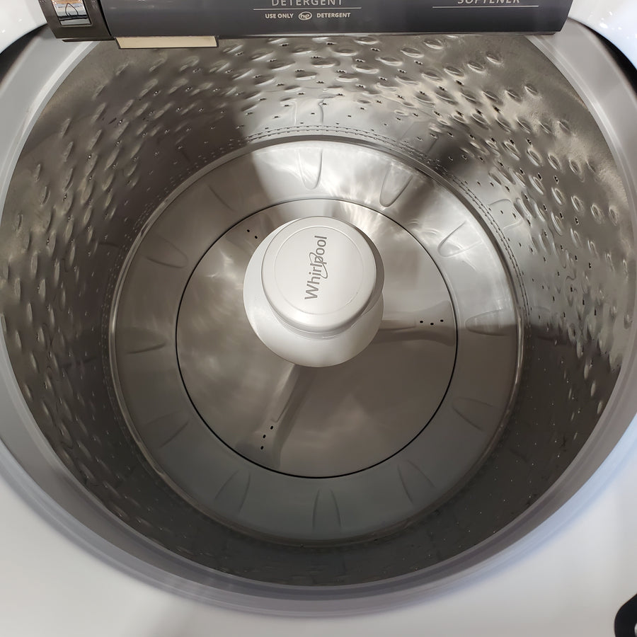 Whirlpool High Efficiency Agitator Large Top-Load Washer in White WTW5105HW - Scratch & Dent (Minor) and Whirlpool 7.0 cu. ft. Electric Dryer with Hamper Door 16118 - WED5010LW - Open Box
