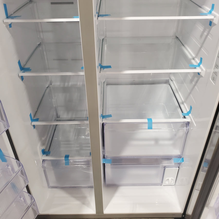 Samsung 28-cu ft Side-by-Side Refrigerator Smart Compatible with Ice Maker with Ice Dispenser in Fingerprint Resistant Stainless Steel 22SD028 - RS28A500ASR - Scratch & Dent (Minor)