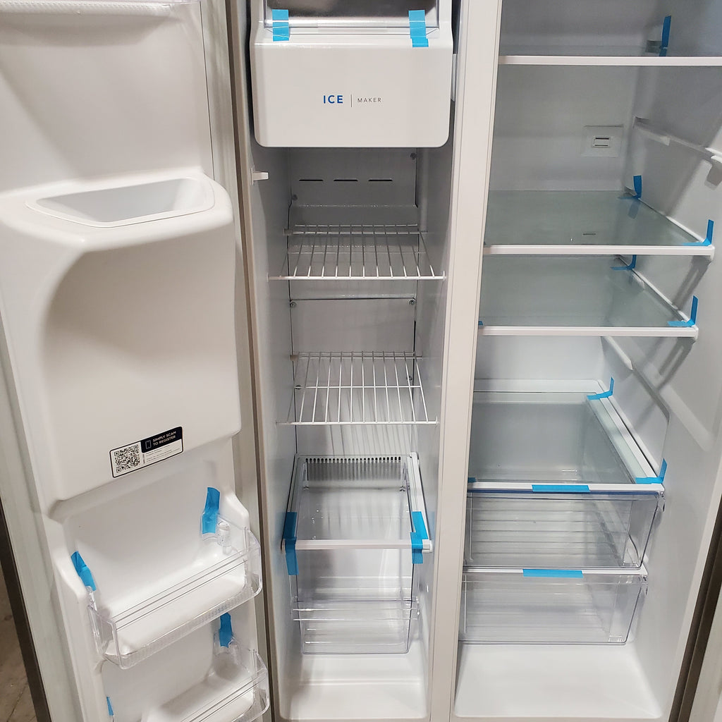 Pictures of Frigidaire 25.6-cu ft ENERGY STAR Side-by-Side Refrigerator with Ice Maker in Fingerprint Resistant Stainless Steel 3SD673 - FRSS26L3AF - Scratch and Dent (Minor) - Neu Appliance Outlet - Discount Appliance Outlet in Austin, Tx