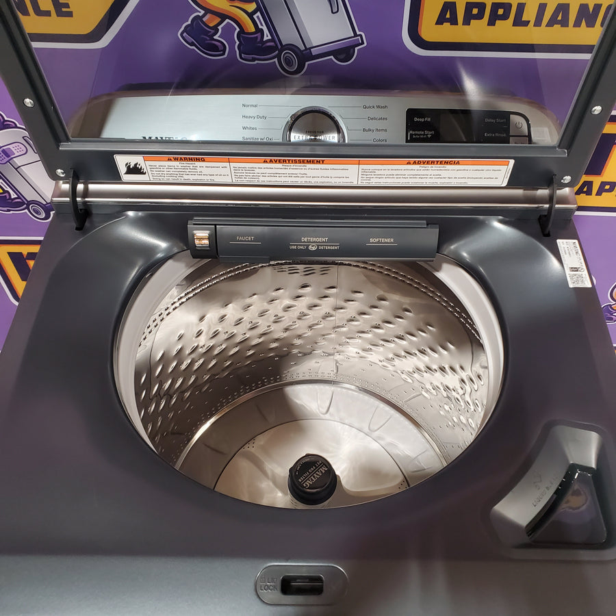 Maytag 5.3 Cu. Ft. Pet Pro Top Load Impeller Washer with Extra Power MTW7200RF - Scratch & Dent (Minor) and Maytag 7.4 Cu. Ft. Pet Pro Top Load Electric Dryer with Sanitize Cycle 16126 - MED7205RF - Scratch & Dent (Minor)