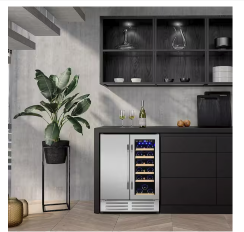 Velivi 24 in.Dual Zone 20-Wine Bottles and 88-Can Built-In and Freestanding with French Door Beverage Cooler in Stainless Steel 251315SD1077 - KMYL 120-2 - Scratch & Dent (Moderate)