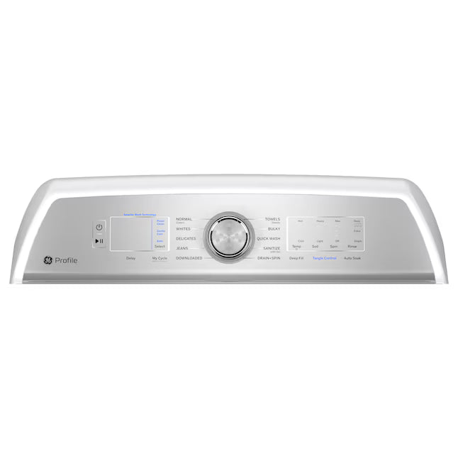 GE Profile™ ENERGY STAR® 5.0 cu. ft. Capacity Washer with Smarter Wash Technology PTW600BSRWS - New in Box and GE Profile™ ENERGY STAR® 7.4 cu. ft. Capacity Electric Dryer with Sanitize Cycle 16229 - PTD60EBSRWS - Scratch & Dent (Moderate)