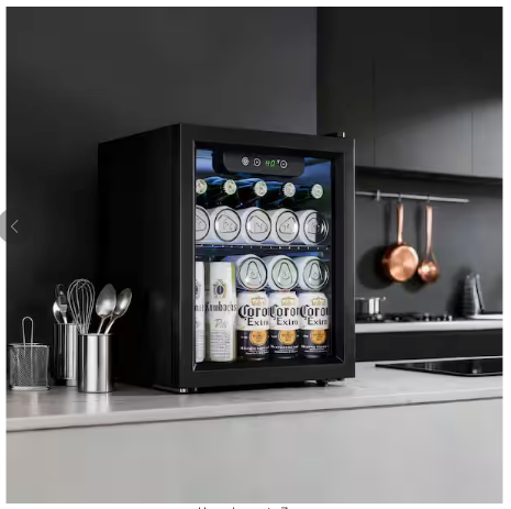 SIMZLIFE 17 in. Single Zone 50-Cans Freestanding/Countertop Beverage Refrigerator Cooler Fridge in Black, Rapid Cooling BR001-55 - New in Box