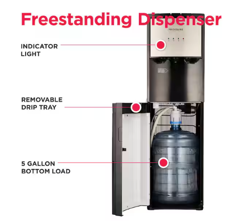 Frigidaire 5 Gallon Bottom Loading Hot and Cold Water Dispenser in Stainless Steel SA303 - EFWC505 - Open Box