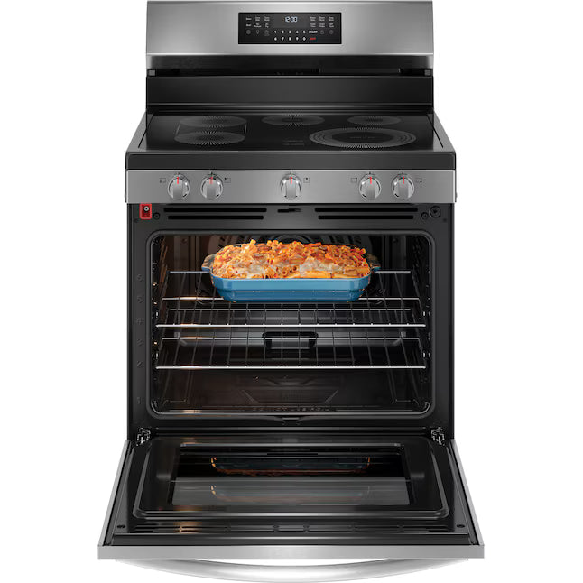 Frigidaire Stainless Steel Gallery 30" Electric Glass top Range with No Preheat + Air Fry GCRE3060BF - Open Box