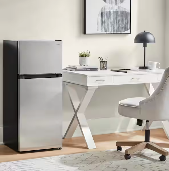 Vissani 4.5 cu. ft. 2-Door Mini Refrigerator in Platinum Steel with Freezer S155 - HVDR45PS - Scratch & Dent (Minor)