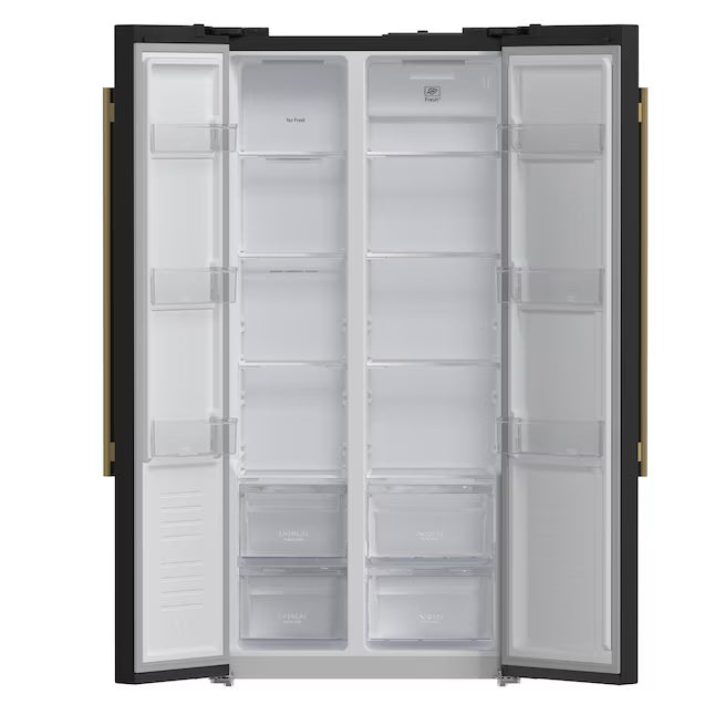 FORNO Salerno Espresso 15.62-cu ft Counter-Depth 33-in Wide Side-by-Side Refrigerator in Black FFRBI1805-33BLK - Scratch & Dent (Major)