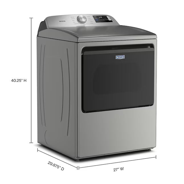 Maytag 7.4 cu. ft. vented Front Load Electric Dryer in Classic Silver with Extra Power 22132SD157 - MED6205RR - Scratch & Dent (Minor)
