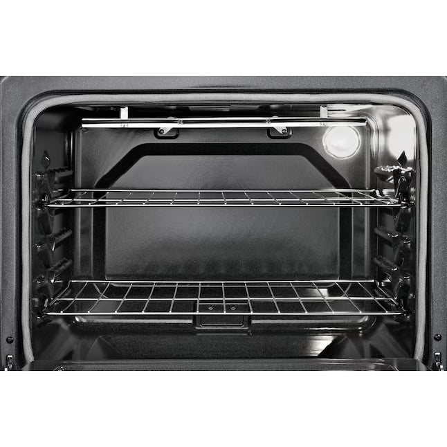 Whirlpool 30-in Glass Top 4 Burners 5.3-cu ft Freestanding in Black-on-Stainless WFE515S0ES - Certified Refurbished