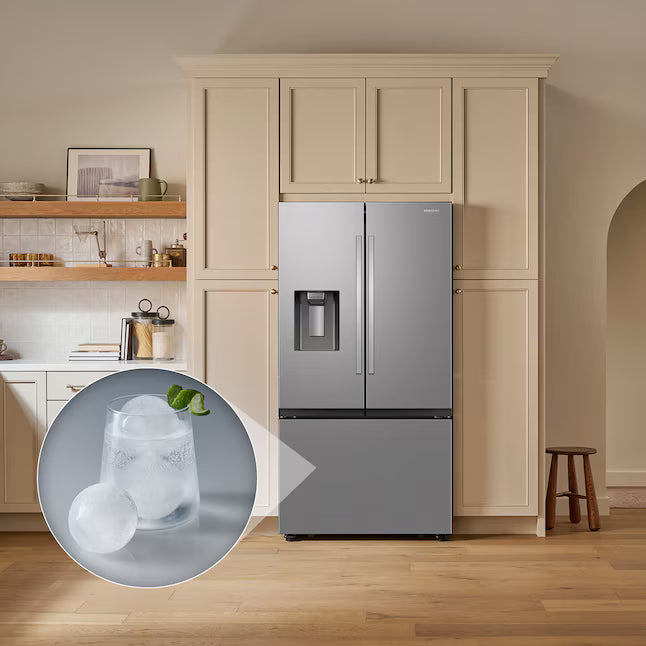 Samsung Bespoke AI Counter-Depth Sphere Ice 26-cu ft 36-in Wide French Door Refrigerator with Dual Ice Maker ( Fingerprint Resistant Stainless Steel ) ENERGY STAR Certified RF70F27SER - Scratch & Dent (Moderate)