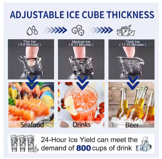 Velivi Commercial Ice Maker 250 lb./24 H Freestanding Ice Maker Machine with 77 lb. Storage in Stainless Steel S159 - WQ65FT - Scratch & Dent (Minor)