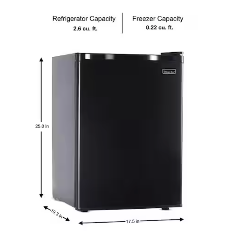 Magic Chef 2.6 cu. ft. Mini Fridge in Black, ENERGY STAR HMBR265BE1 - Scratch & Dent (Minor)