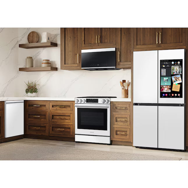 Samsung Bespoke 2.1-cu ft Over-the-Range Microwave with Sensor Cooking in White Glass ME21DB650012 - Open Box