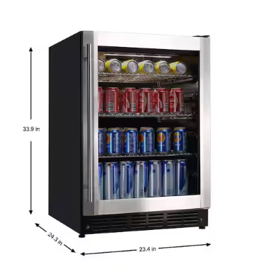 Magic Chef Beverage 23.4 in. 154 (12 oz.) Can Beverage Cooler in Stainless Steel HMBC58ST - Open Box