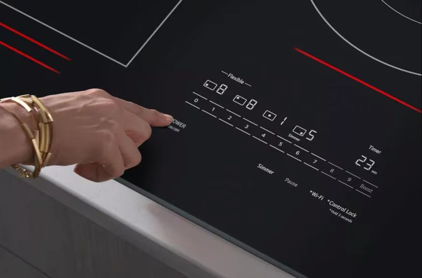 Pictures of 30" Induction Cooktop, White Backlit, Red Bar, Bridge, 4 Elements, ThinQ® with UltraHeat™ and Backlit SmoothTouch® Glass Controls CBIH3017BE - Open Box - Neu Appliance Outlet - Discount Appliance Outlet in Austin, Tx