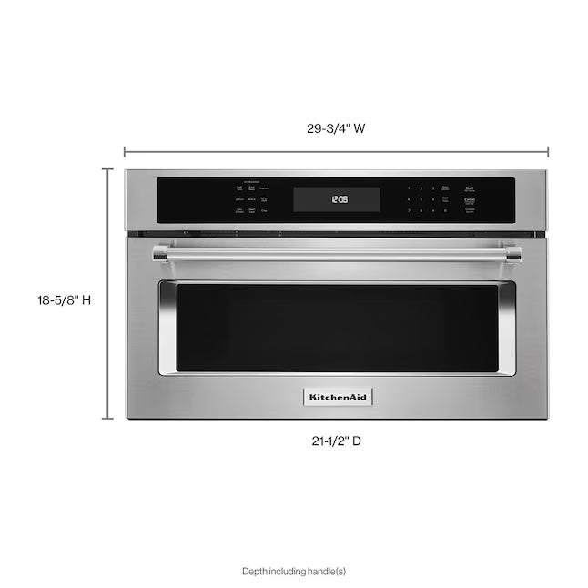 KitchenAid 1.4-cu ft 900 -Watt 29.75-in Built-In Microwave in Stainless Steel KMBP100ESS - Scratch & Dent (Minor)