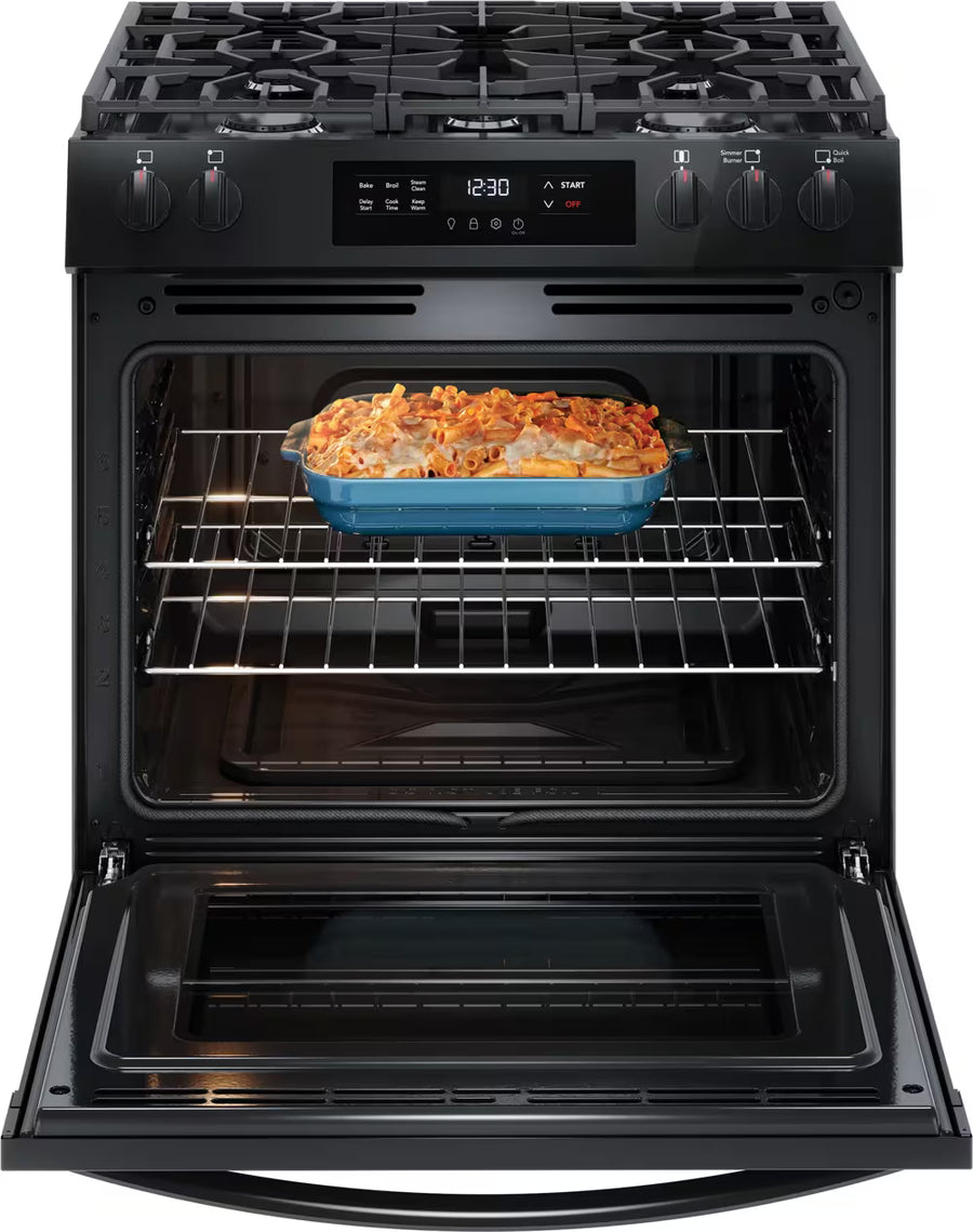 Frigidaire Gas Range with Steam Clean in Black 20531SD509 - FCFG3062AB - Scratch & Dent (Minor)