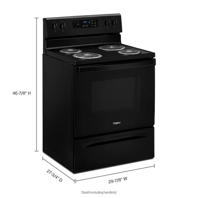 Whirlpool 30" Black 4.8 cu. ft. Electric Coil Top Range with Keep Warm Setting WFC150M0JB - Scratch & Dent (Minor)