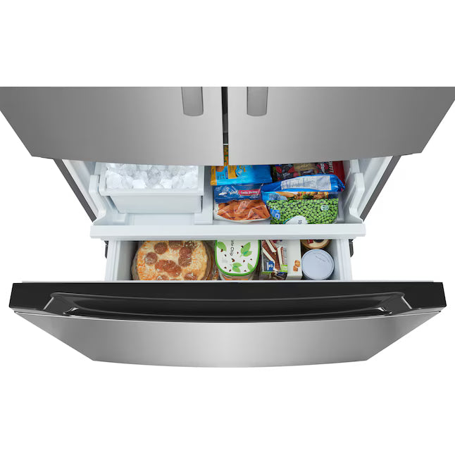 Frigidaire Counter-Depth 19.9-cu ft 35-in Wide French Door Refrigerator with Ice Maker ENERGY STAR Certified in Stainless Steel FRFG201LAV - Scratch & Dent (Minor)