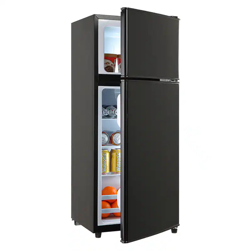 Loheer 2.8 Cu. Ft. 2-Door Mini Fridge with True Top Freezer, Freestanding Compact Refrigerator with LED Light in Black FLS-80-BLACK - Scratch & Dent (Moderate)