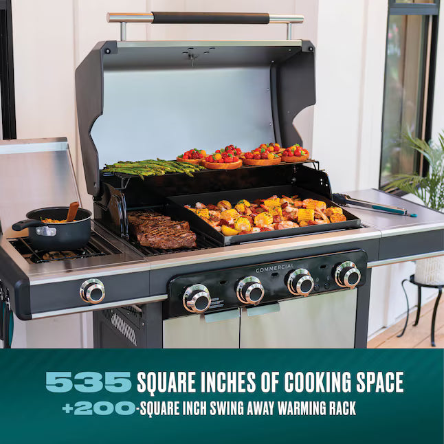 Charbroil® Commercial Series™ 4 Burner Gas Grill & Griddle in Stainless Steel 463263924 - Scratch & Dent (Moderate)