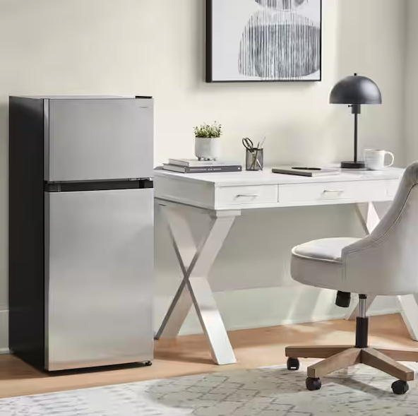 Vissani 4.5 cu. ft. 2-Door Mini Refrigerator in Platinum Steel with Freezer HVDR45PS - Open Box